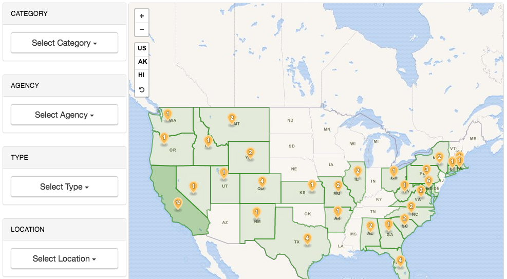 Screenshot of the case studies map.