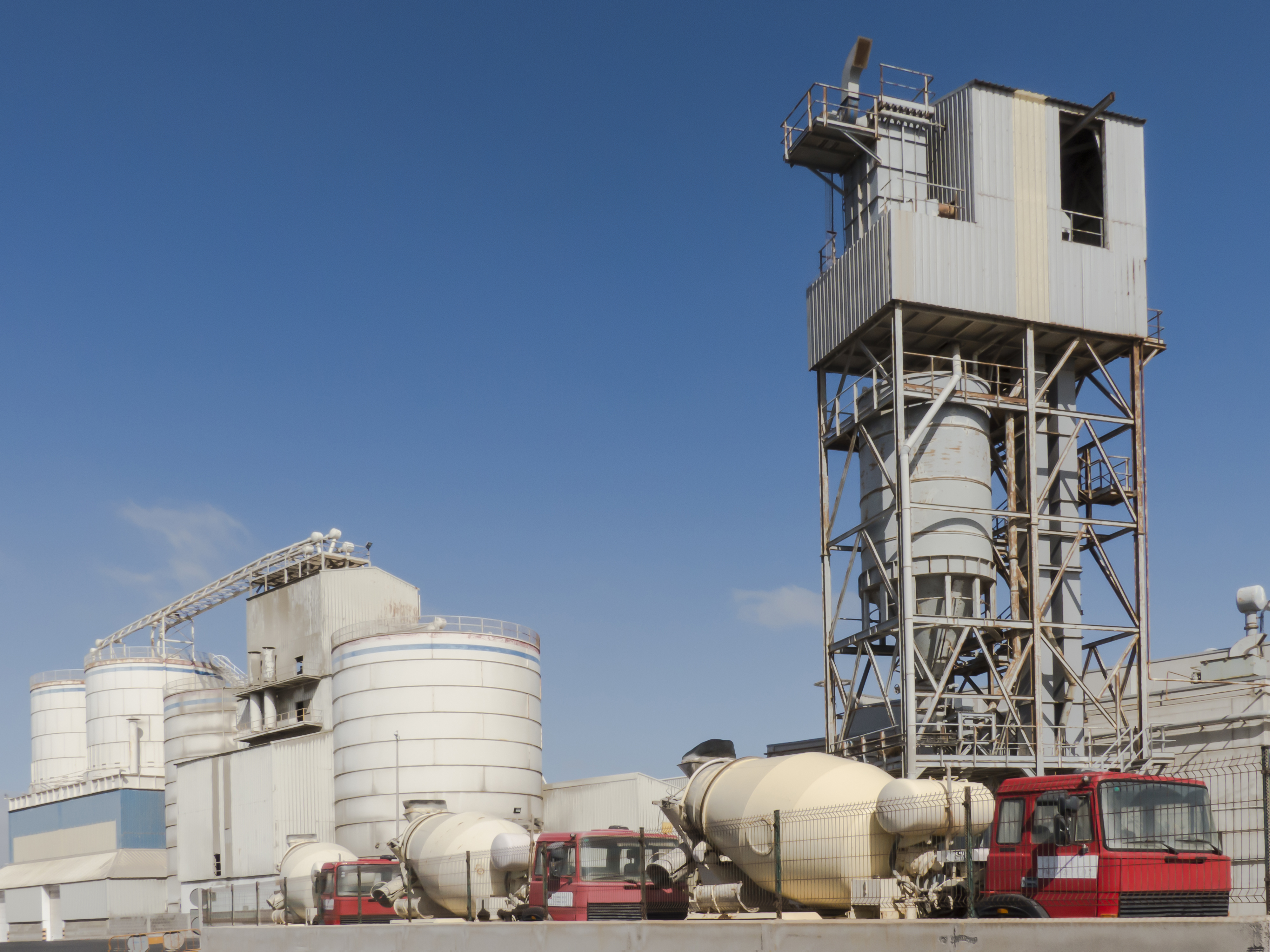 Cement facility with trucks outside