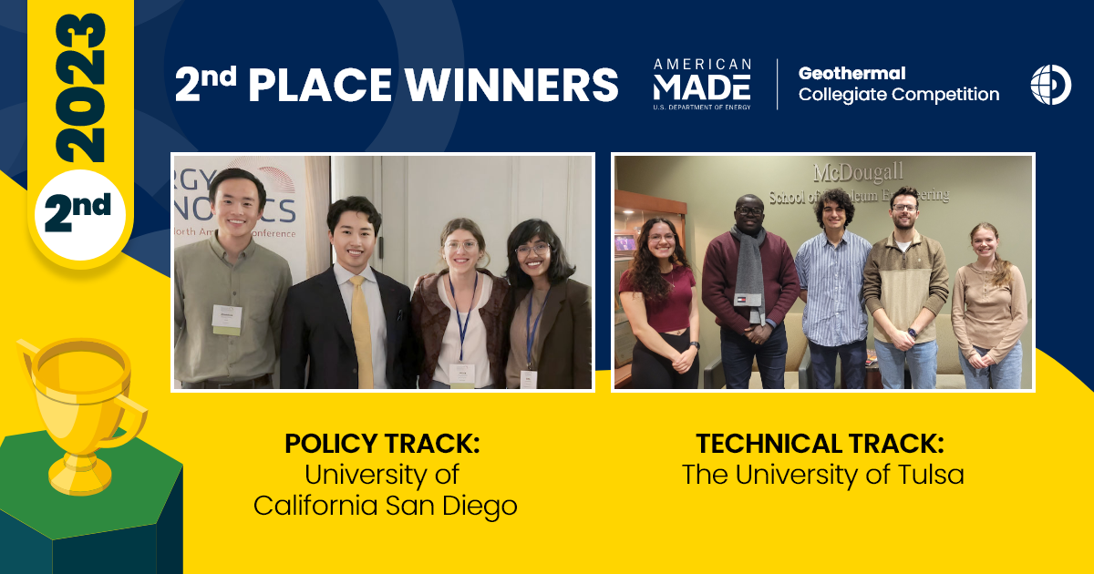 Pictures of the 2024 GCC second-place winners: University of California San Diego in the Policy Track, and the University of Tulsa in the Technical Track