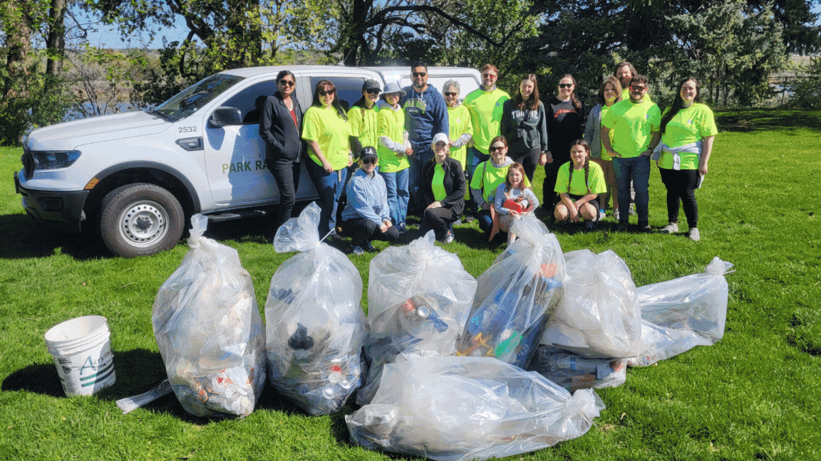 The One Hanford team is all about cleanup. In honor of Earth Day, a group of employee volunteers recently spent their free time giving back to the community and cleaning up a local park. The team expressed pride for its contribution to cleanup progress at the Hanford Site and surrounding community.