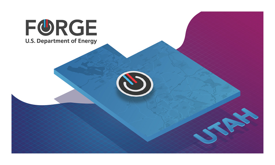 FORGE | U.S. Department of Energy | Utah. Under this text is an illustration of the state of Utah with the FORGE icon over the location of the Utah FORGE site.