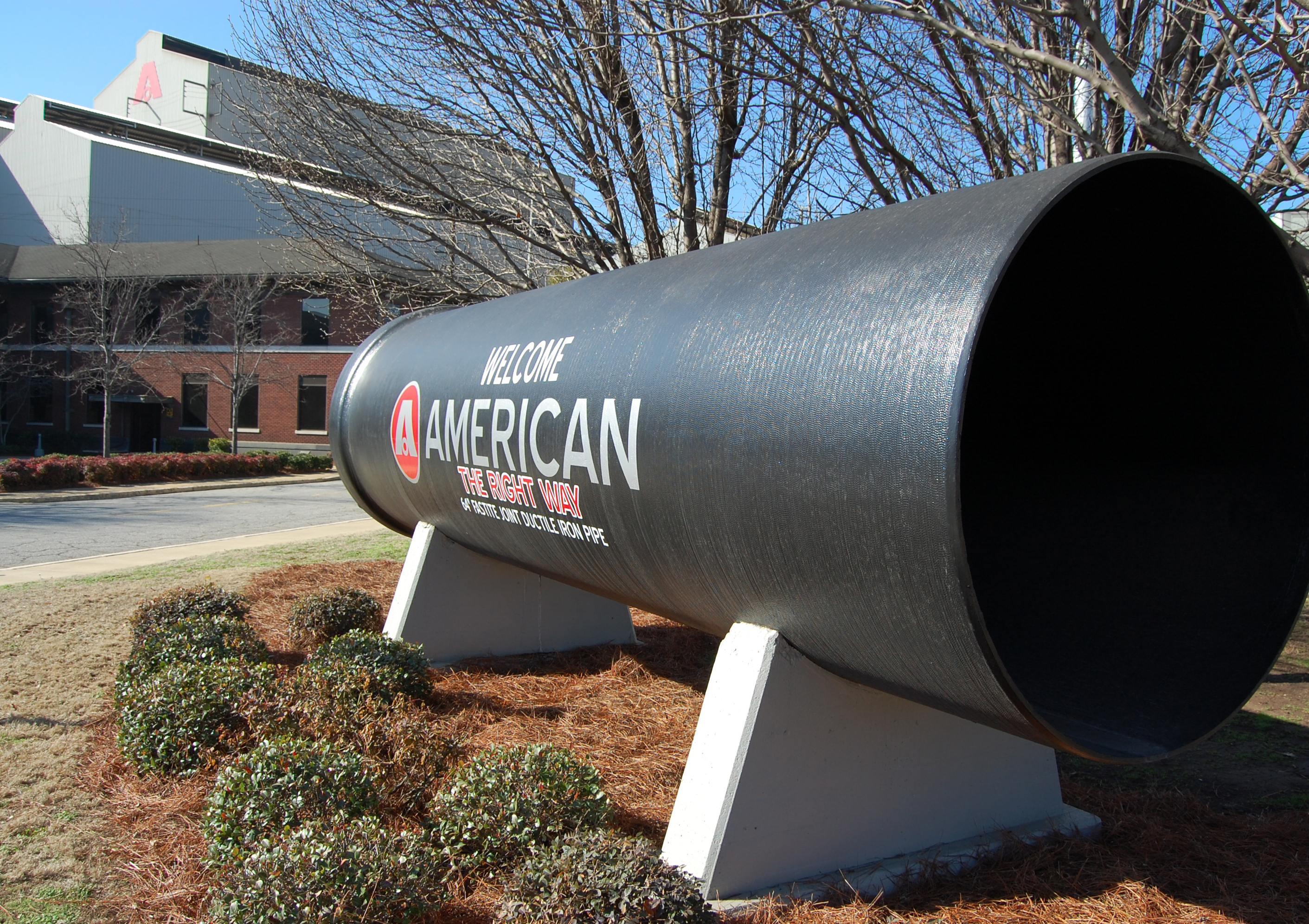 Entry sign to AMERICAN Cast Iron Pipe Company's sales building