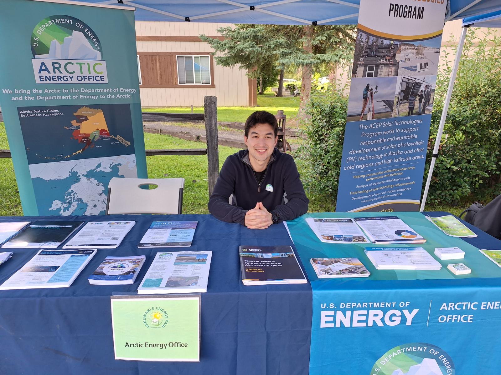 Hydrogen Advisor Paul McKinley attending a community energy event at the Chena Hot Springs Resort in 2024.