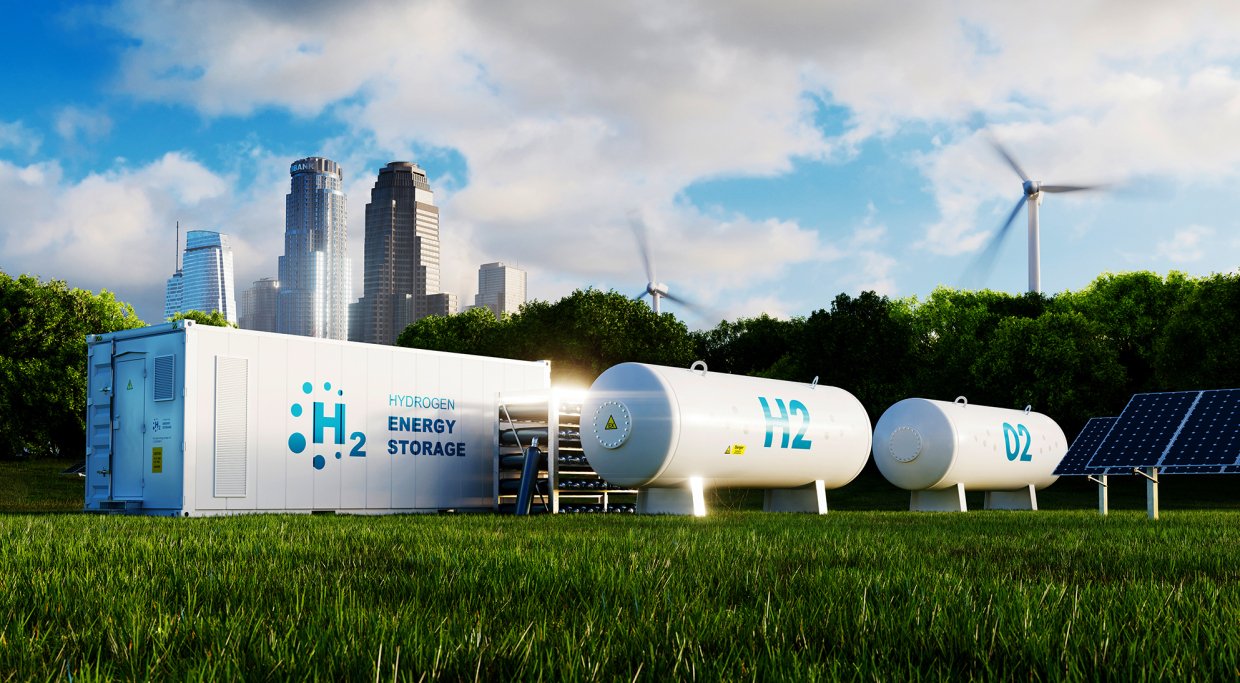 Rendering of a clean hydrogen energy storage system