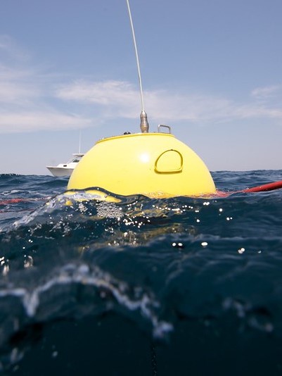 close up of a marine energy device on the ocean surface