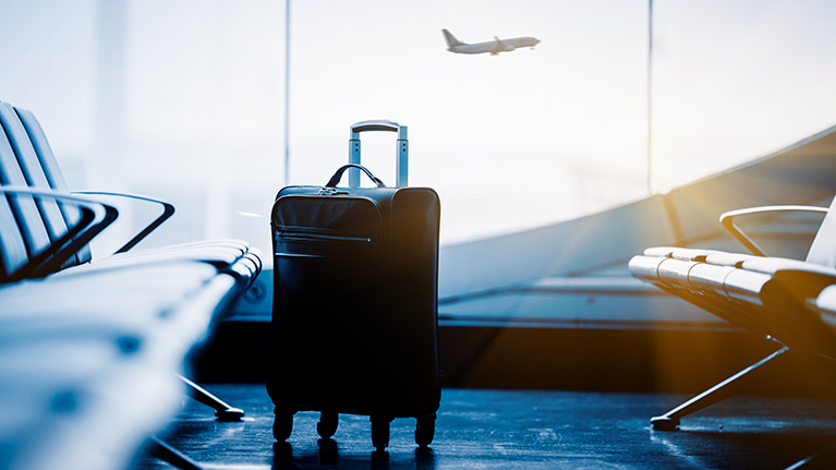 Luggage in airport terminal