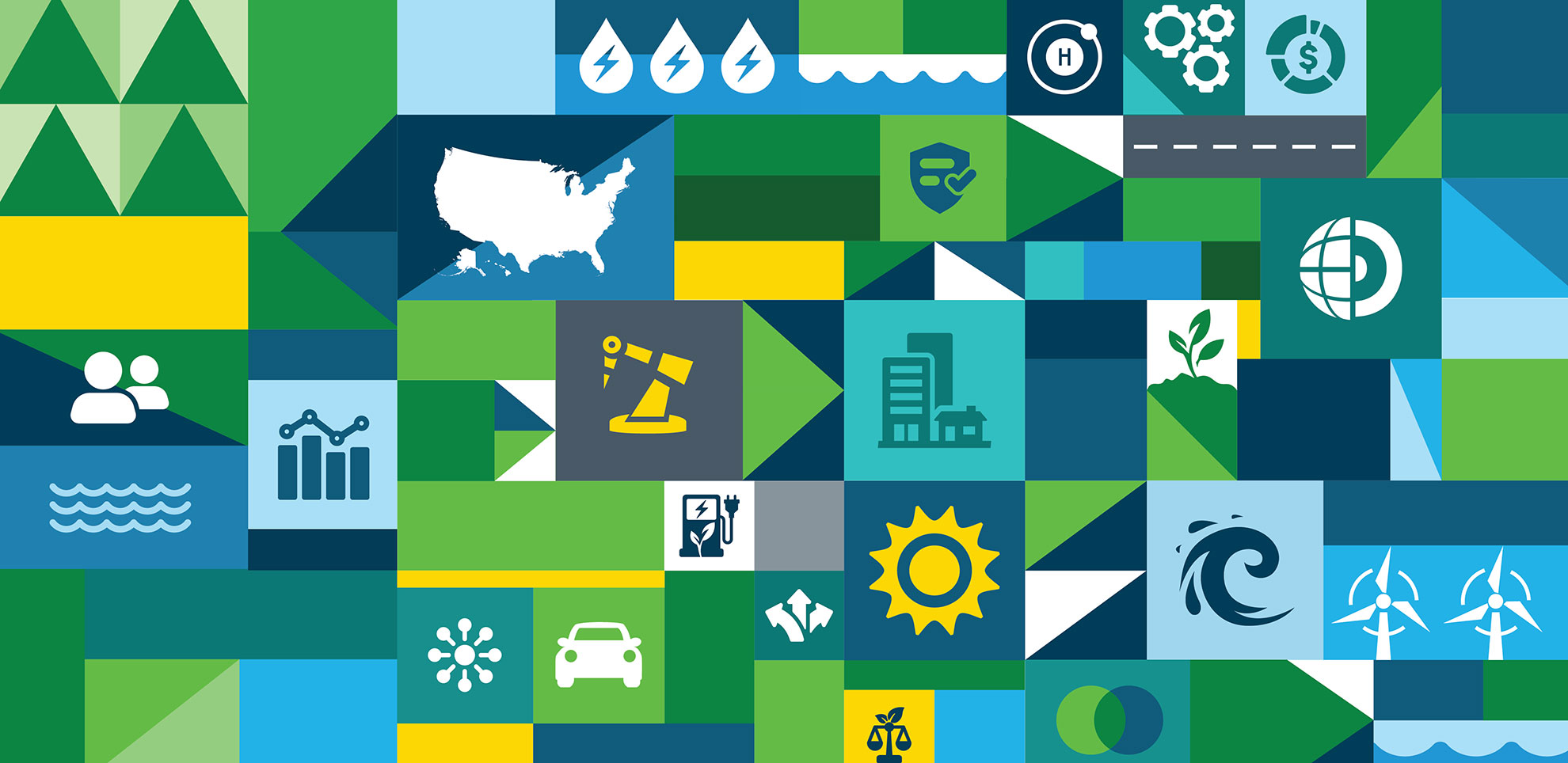 Icons for various renewable energy.