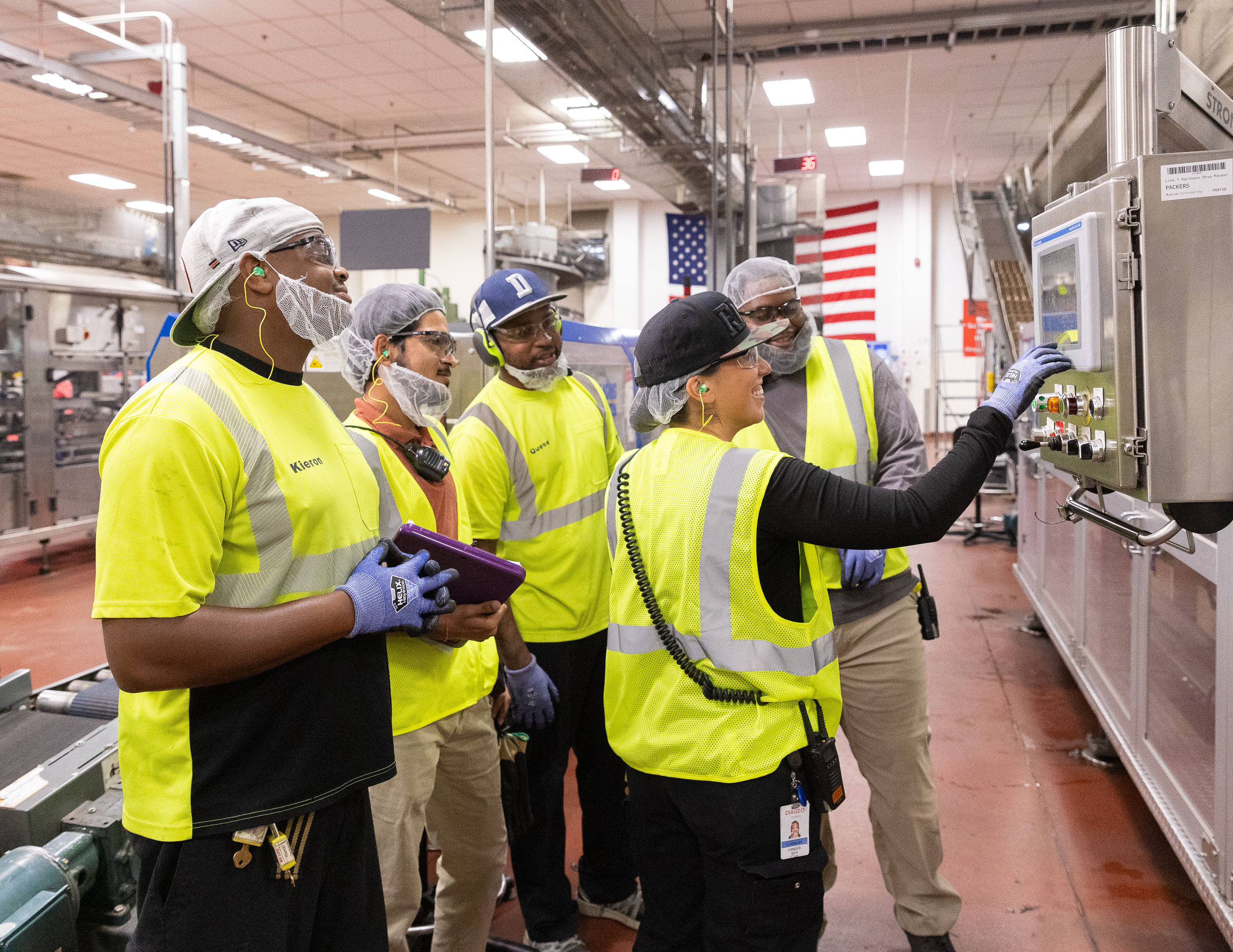 Employees at a Diageo Americas Supply, Inc. production facility