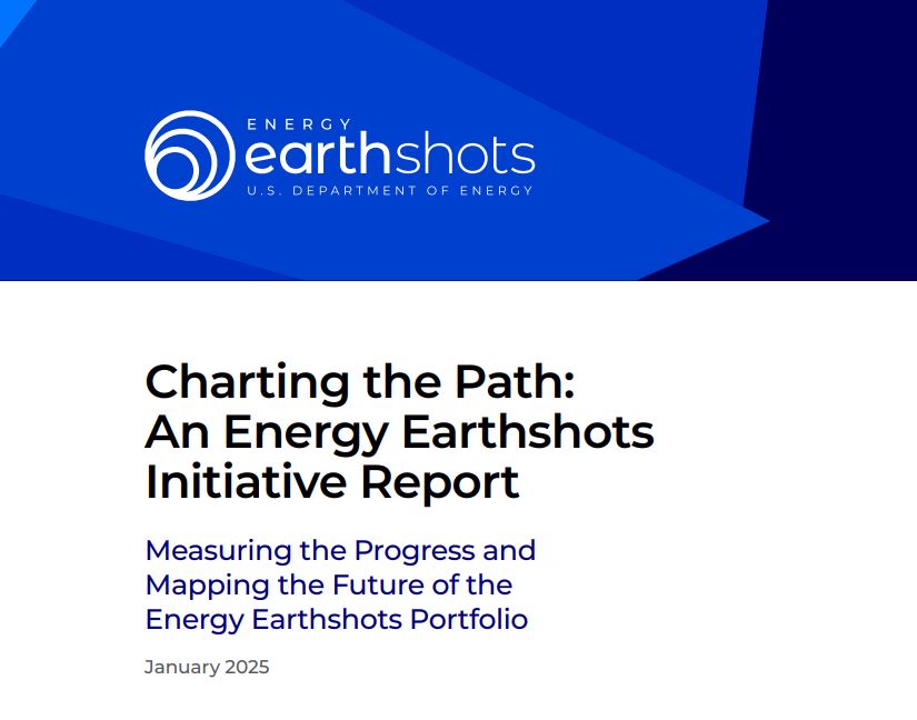 Blue and white cover of Charting the Path: An Energy Earthshots Initiative Report