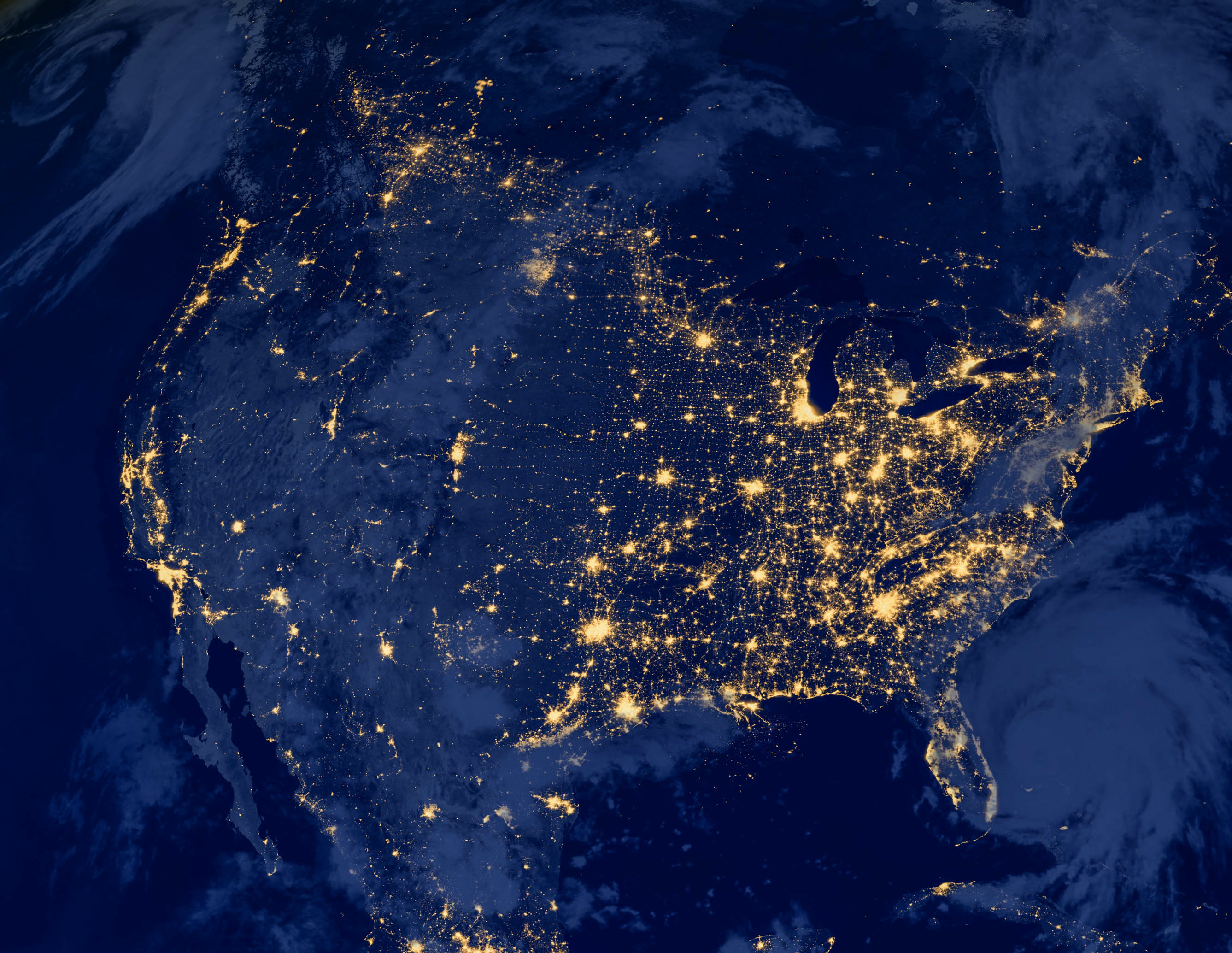 View from space of the U.S. lit up.