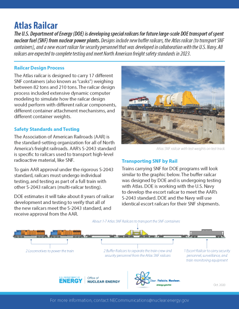 Atlas railcar fact sheet image