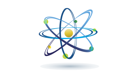 A picture of an atom logo used for the Office of Nuclear Energy