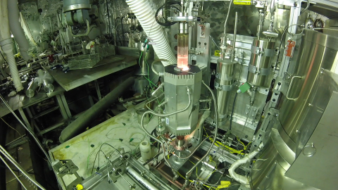 A furnace inside a hot cell at Oak Ridge National Laboratory