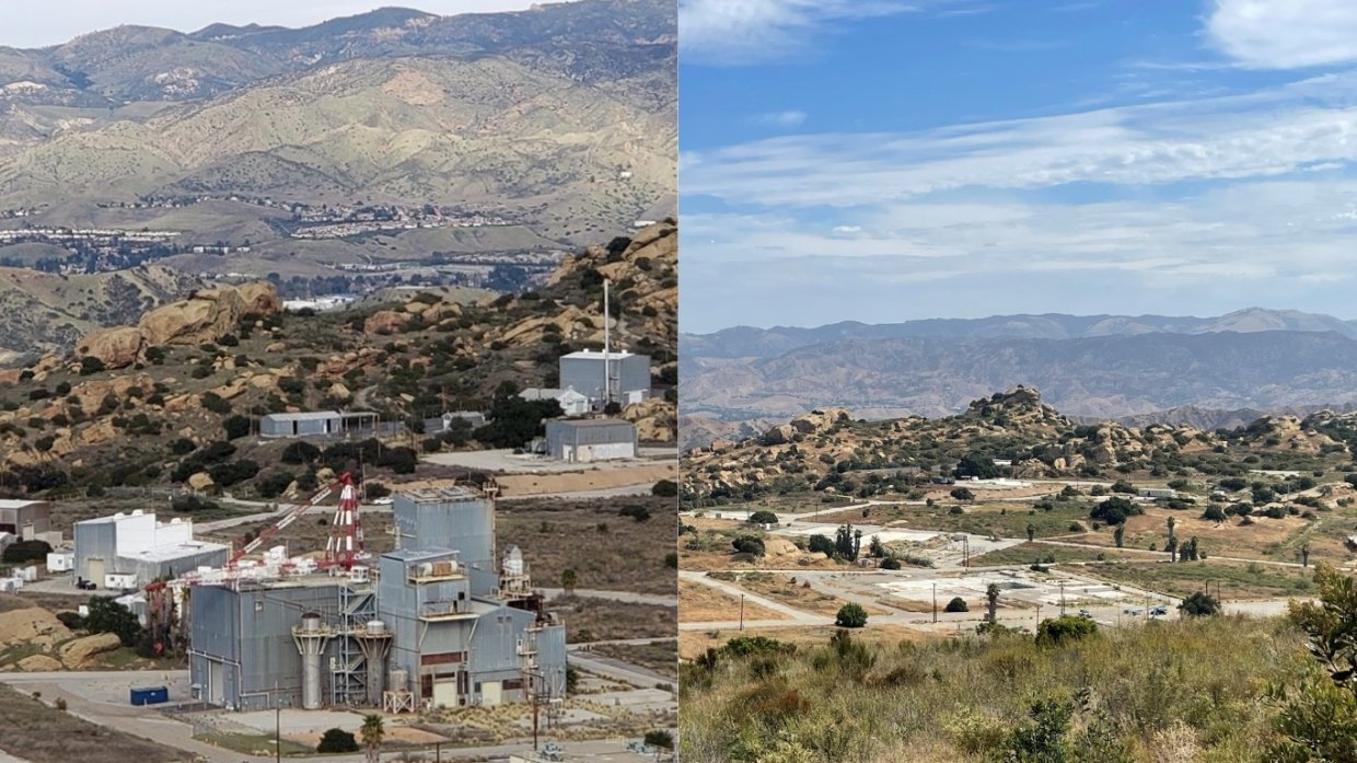 Before and after of building demolition in Area IV at SSFL