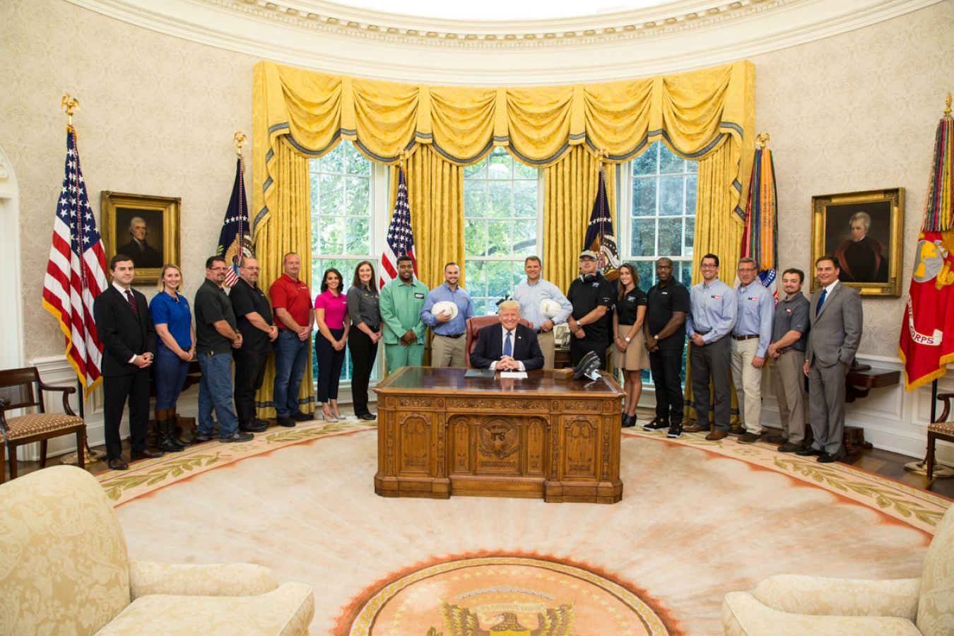 President Donald J. Trump signs the National Manufacturing Day Proclamation, Friday, October 6, 2017, in the Oval Office at the White House, in Washington, D.C. (Official White House Photo by Shealah Craighead)