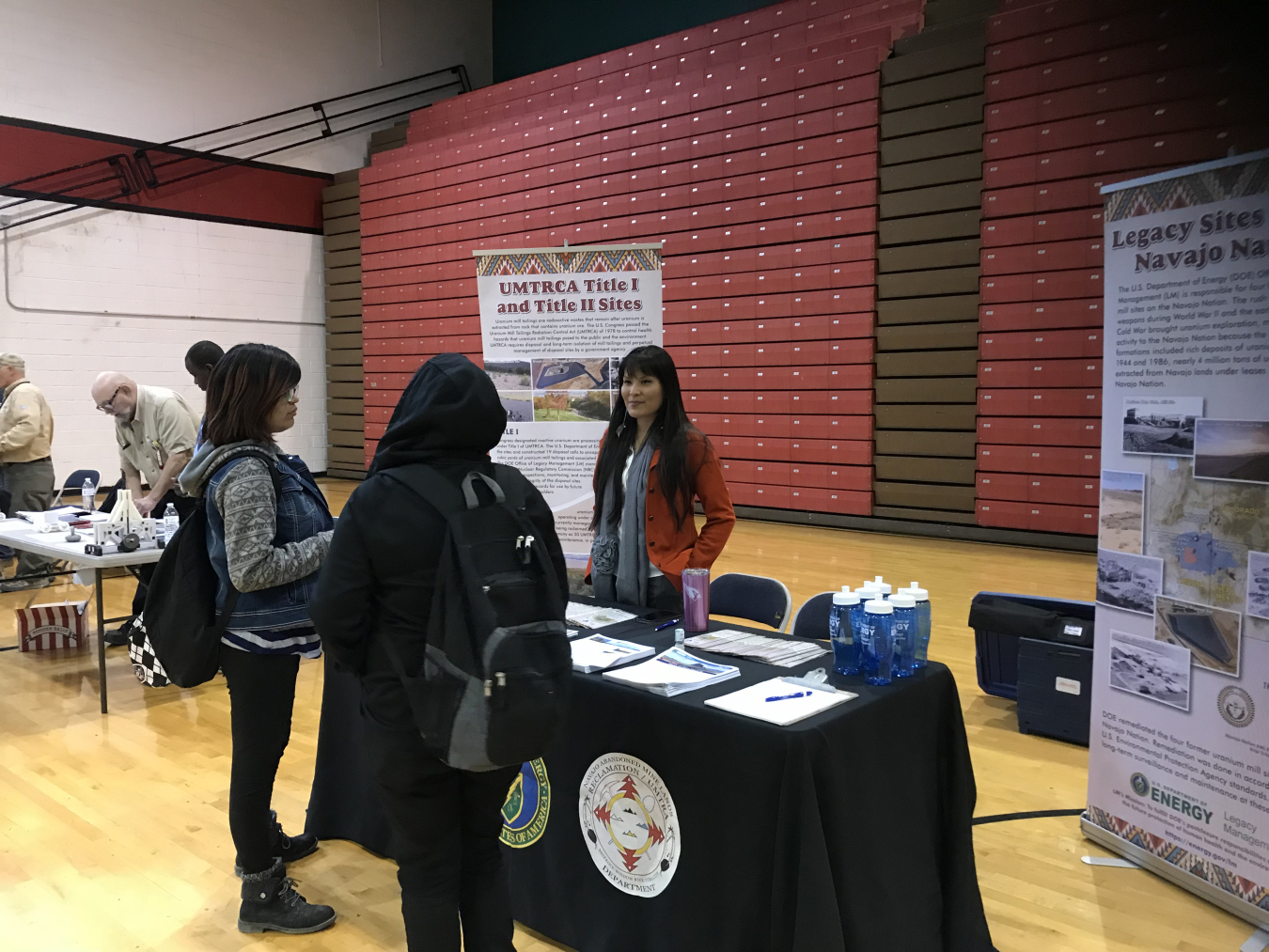 LM Support staff engages STEM students by discussing the office’s area activities.