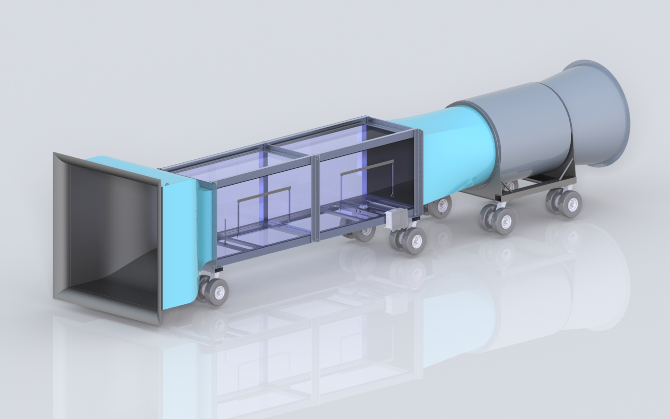 Graphic of a wind tunnel design.