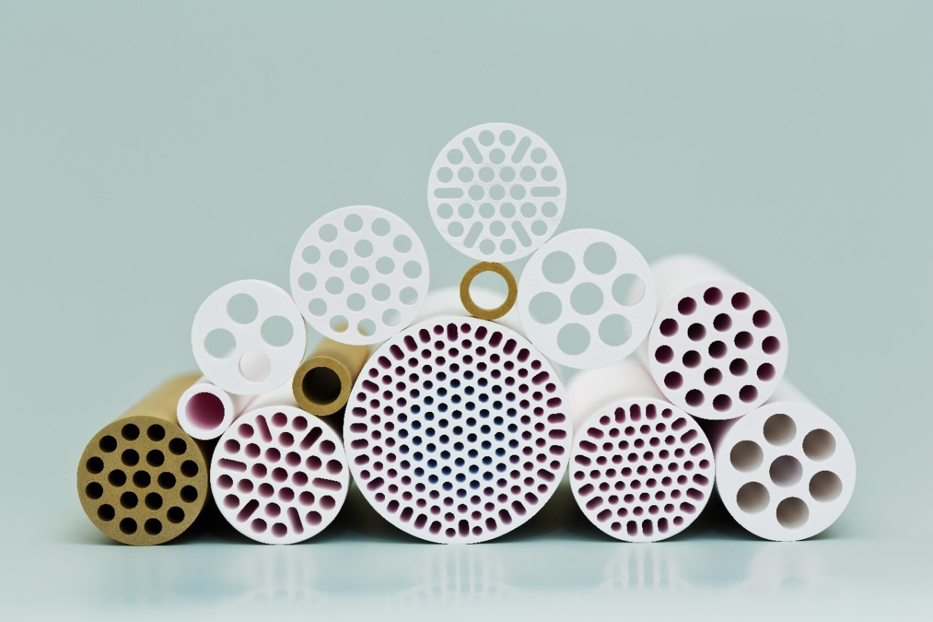 Ceramic membranes made in various geometries.