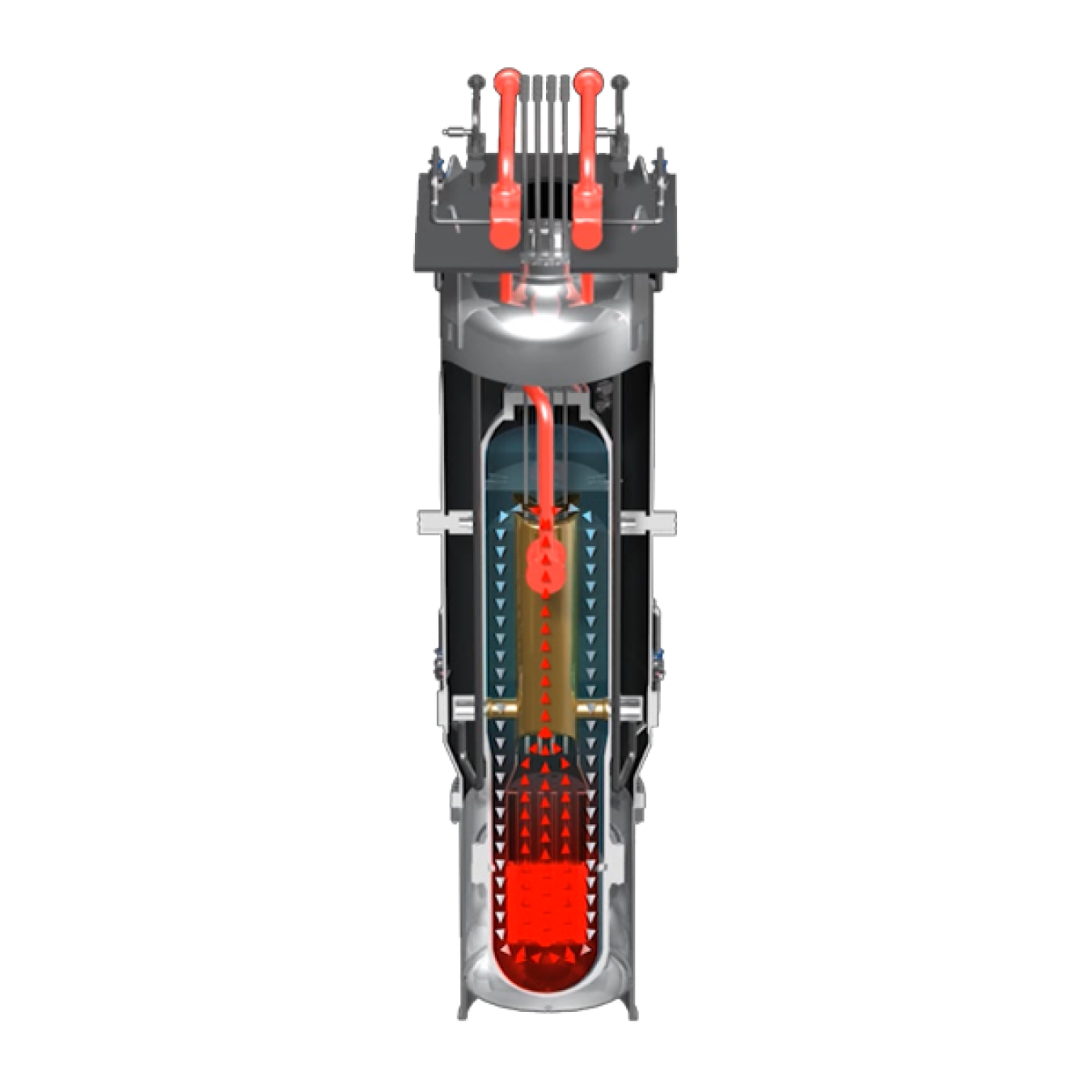 Photo of small modular power module with a diagram of natural water flow circulation