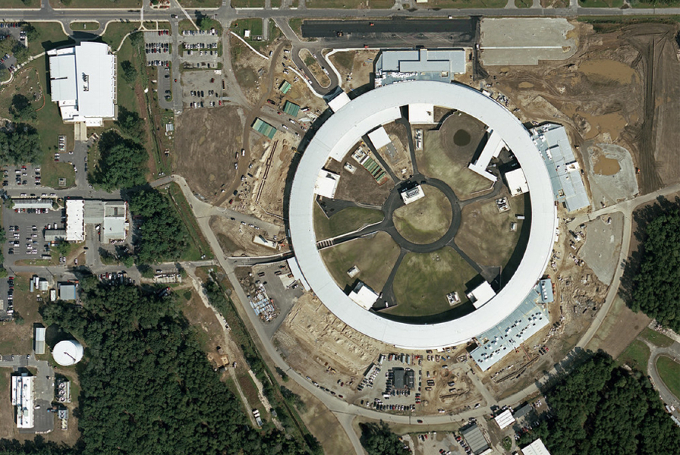 Aerial view of the construction site of the National Synchrotron Light Source II, taken in 2009, four years after the project started. 