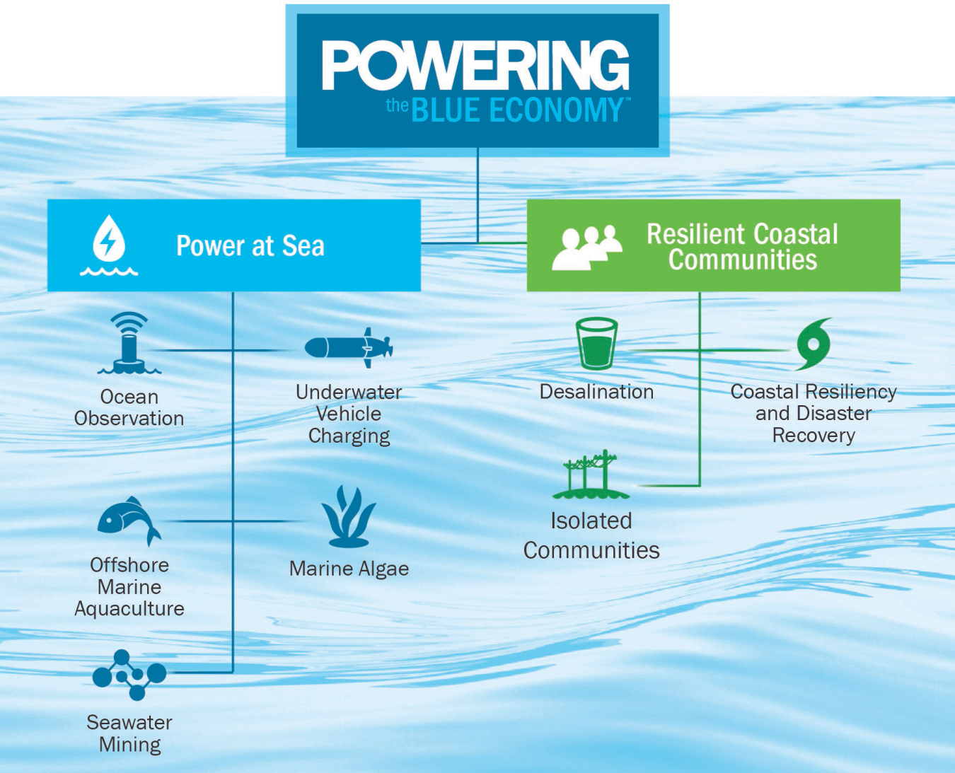 Powering the Blue Economy initiatives in a tree diagram.