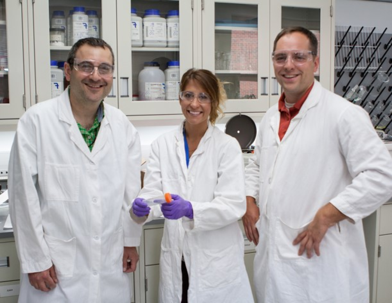 MLEF Graduate Ashely LeDonne pictured with two program mentors, Dr. Evan Granite and Dr. Elliot Roth