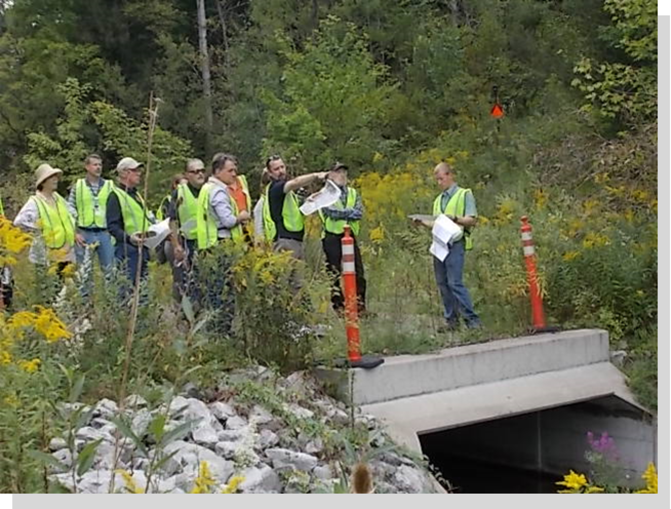 Members of the West Valley Citizen Task Force, a community advisory group, tour the West Valley Demonstration Project Site. Employees at the site regularly communicate with stakeholders about the site’s environmental stewardship efforts.