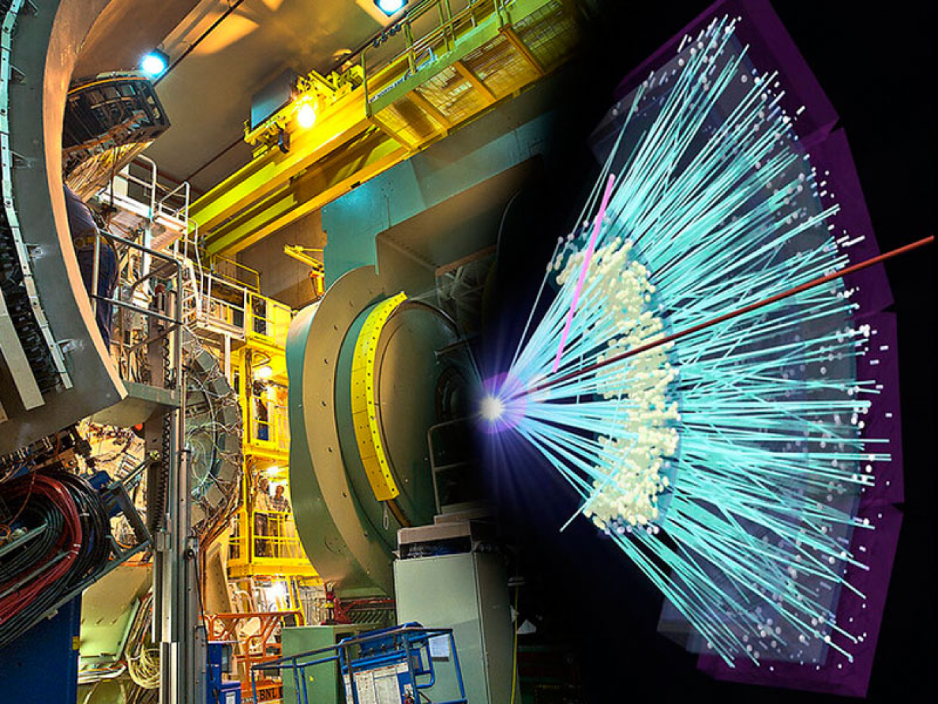 The PHENIX detector at Brookhaven National Laboratory's Relativistic Heavy Ion Collider (RHIC) records many different particles emerging from RHIC collisions, including photons, electrons, muons, and quark-containing particles called hadrons.