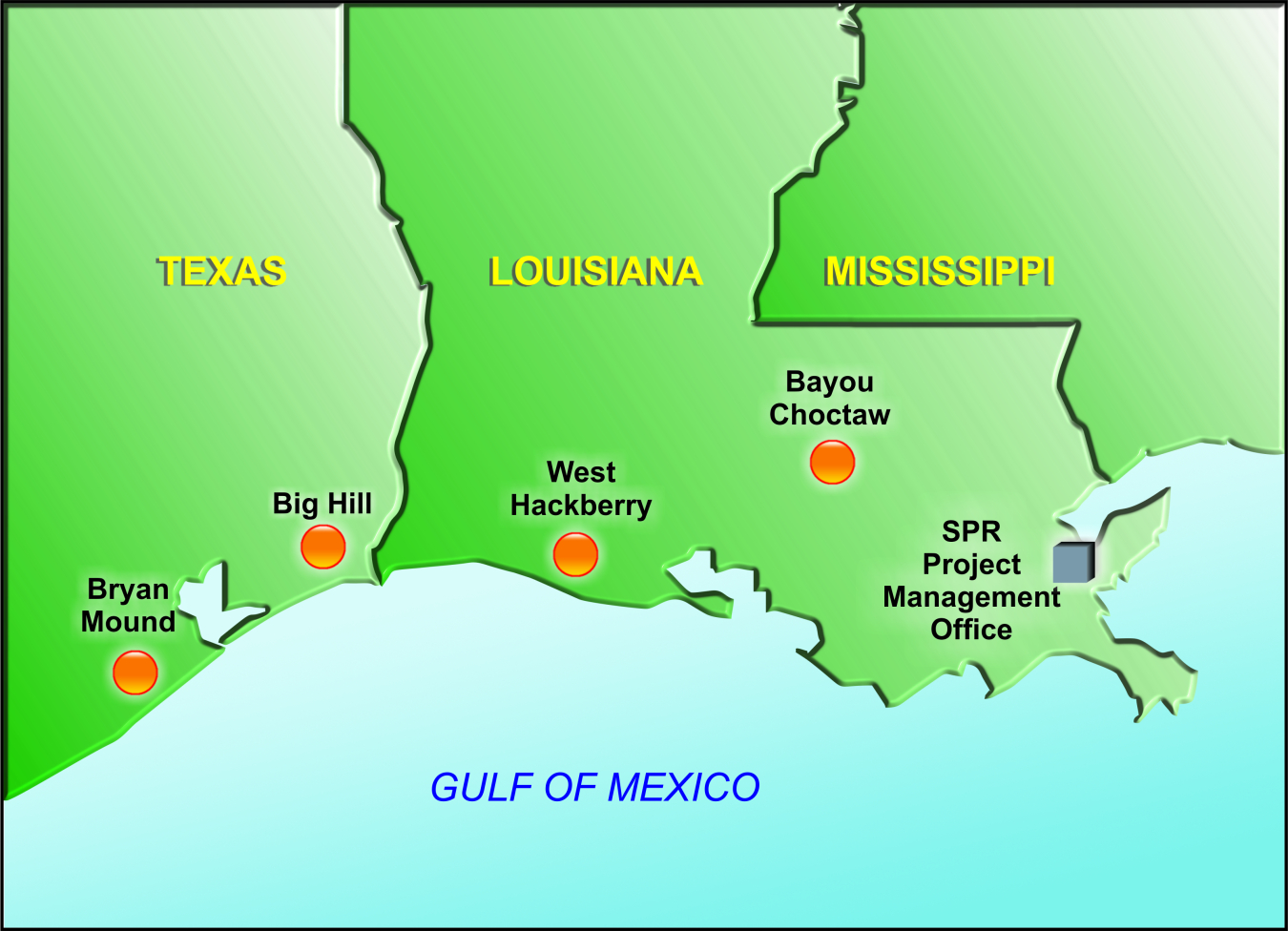 Map of SPR Storgage Site Locations