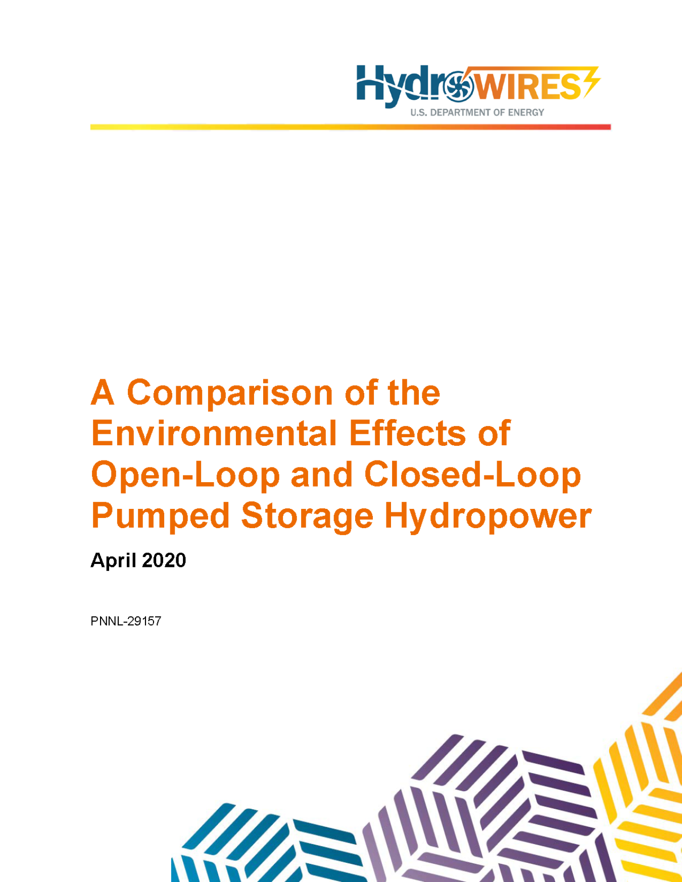 Cover of report "A Comparison of the Environmental Effects of Open-Loop and Closed-Loop Pumped Storage Hydropower"