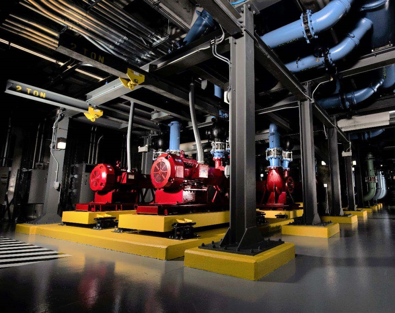 Process pumps, supporting steel and piping for the Exascale Class Computer Cooling Equipment Project at Los Alamos National Laboratory.