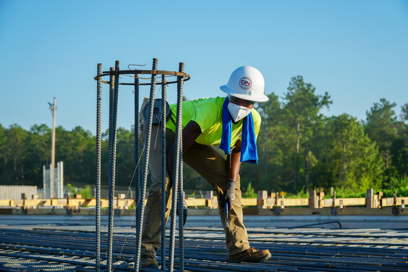 Savannah River Remediation subcontractor employees set rebar in preparation for the foundation slab at Saltstone Disposal Unit 8.