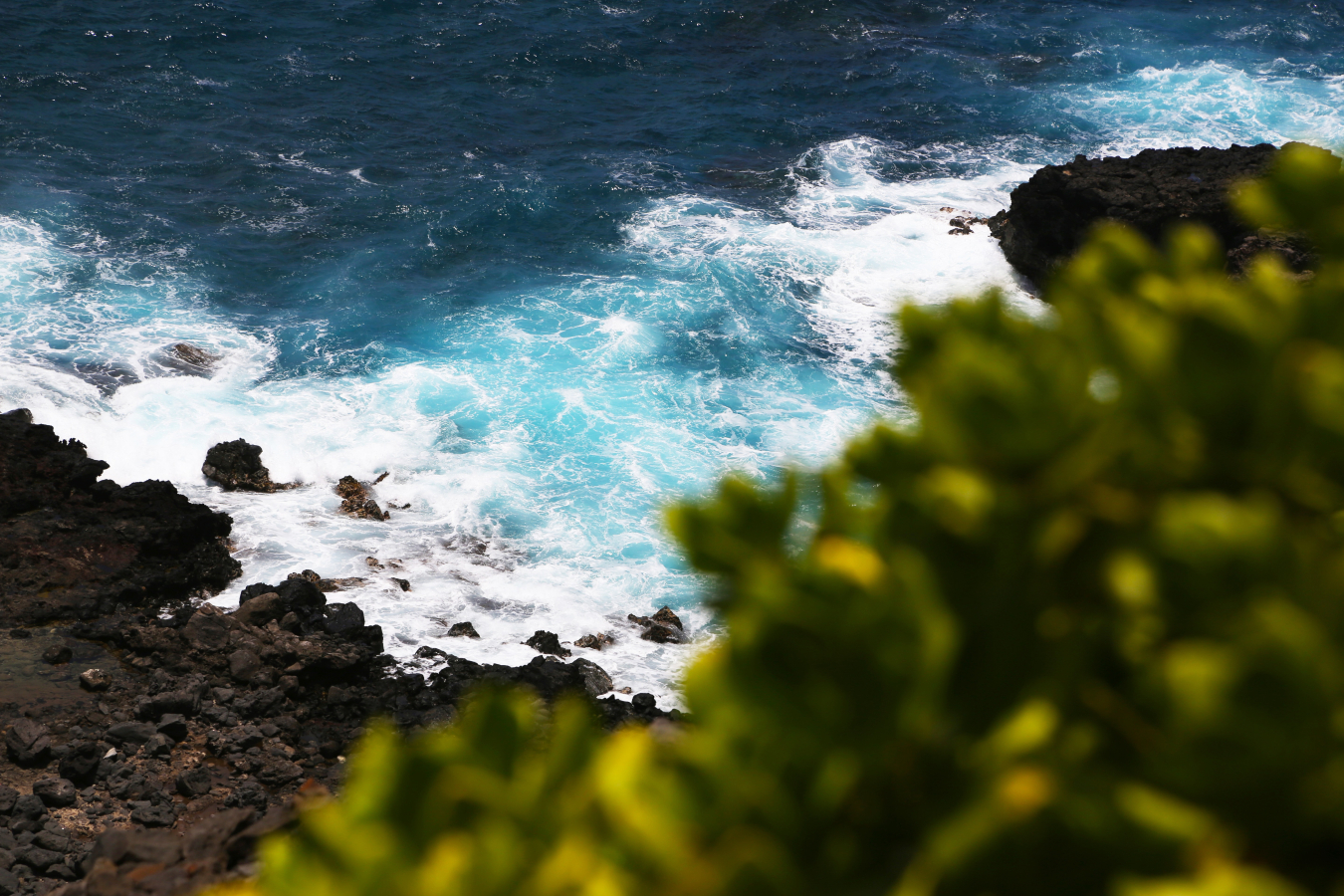 Ocean crashing against rocks.