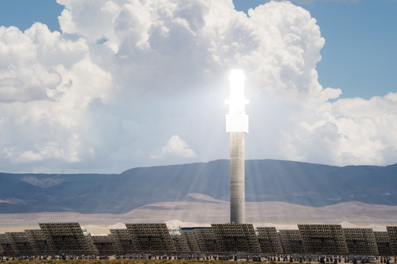 640-foot tall power tower at concentrating solar-thermal power plant