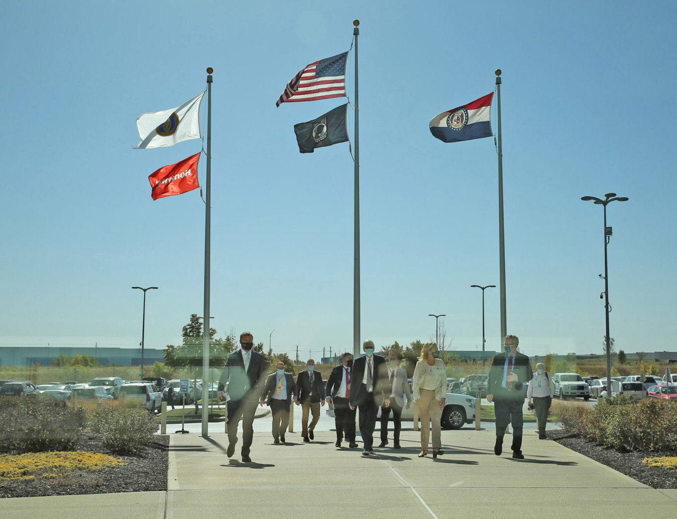 NNSA Administrator Lisa E. Gordon-Hagerty, joined by leaders of NNSA and the Kansas City National Security Campus, arrives for a site visit.