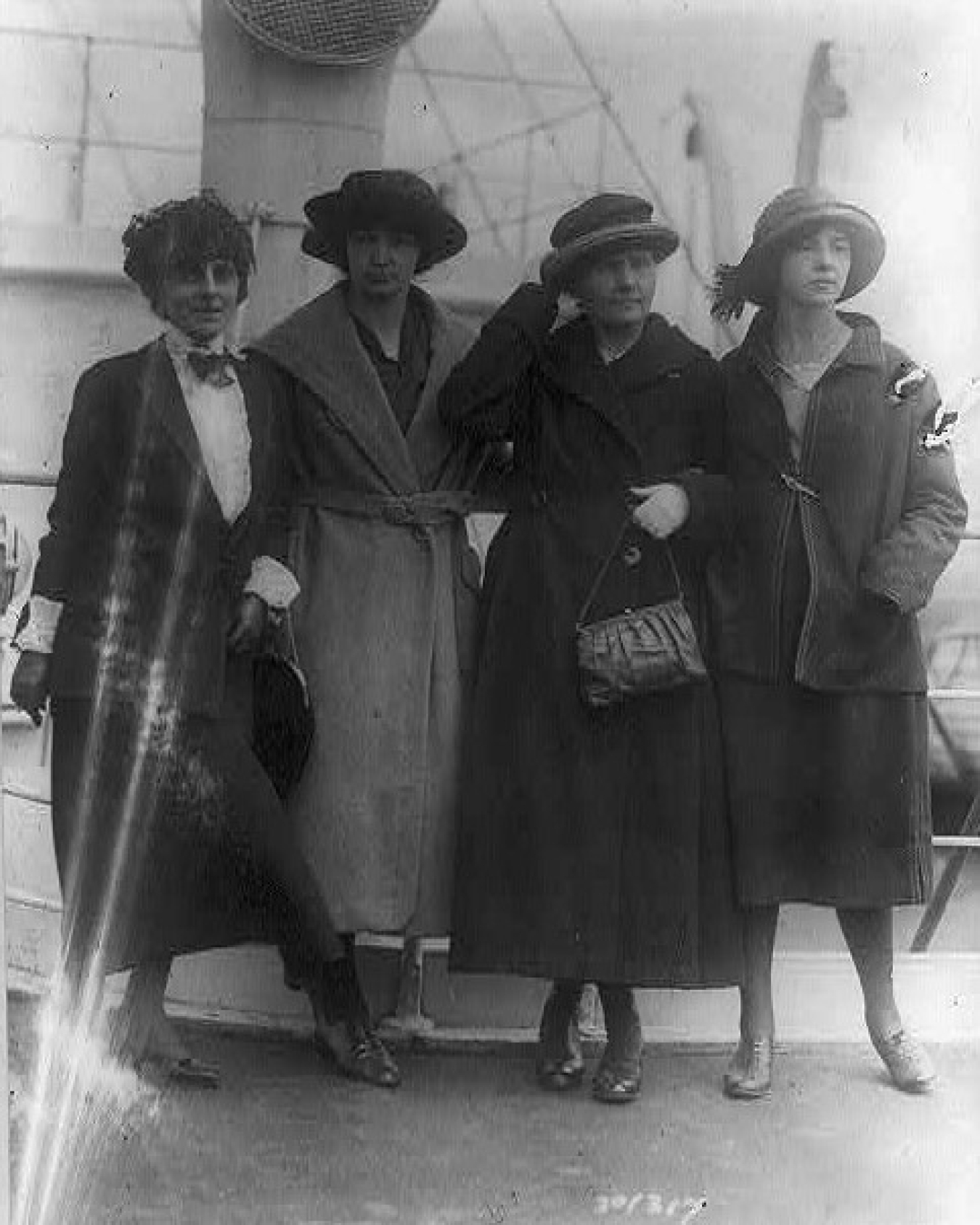 Marie Curie (second from right) toured the United States with Marie Mattingly Meloney (left) and Curie’s daughters.