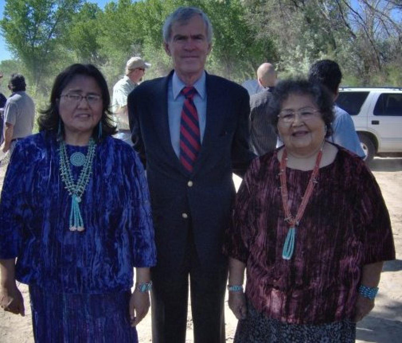 Bernadette Tsosie (left) attended the 2009 Navajo and New Mexico San Juan Basin Water Rights Settlement celebration with Sen. Jeff Bingaman (D-NM) (center) and her mother (right).