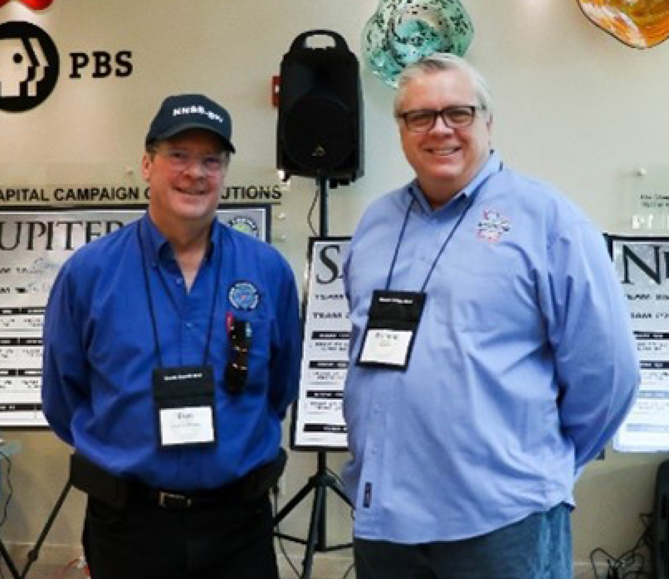 Darwin Morgan, right, with NNSS Communications Specialist Dan Burns.