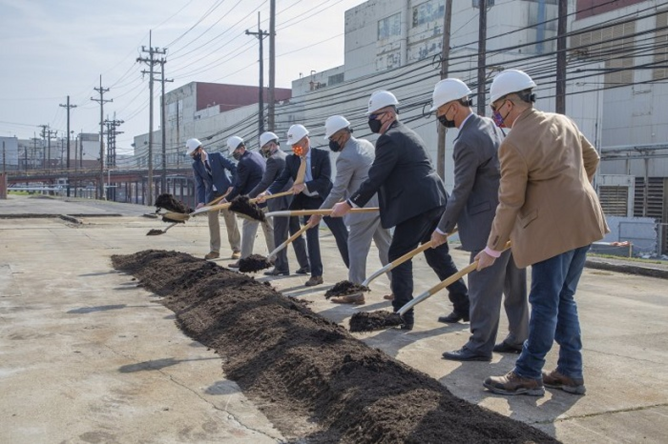 Federal and contractor officials participate in a groundbreaking ceremony for the West End Protected Area Reduction project on April 7 at the Y-12 National Security Complex in Oak Ridge.