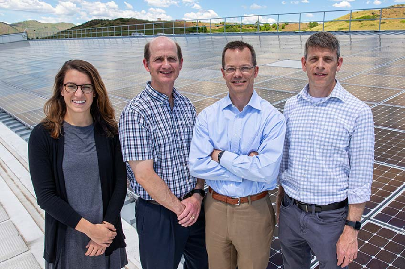 The team of NREL employees that supported NASA decision-making related to a new PV plant. From left to right: Kathleen Krah, Michael Ingram, Tom Harris, and Dan Olis.