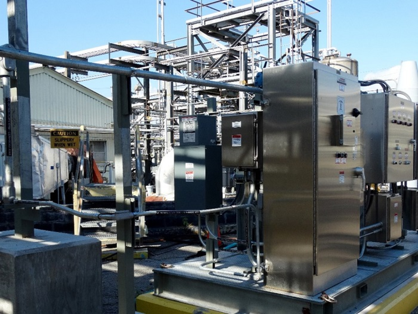 The Tank 9 gas release mode skid, pictured, is a critical safety component of the salt dissolution system at the Savannah River Site.