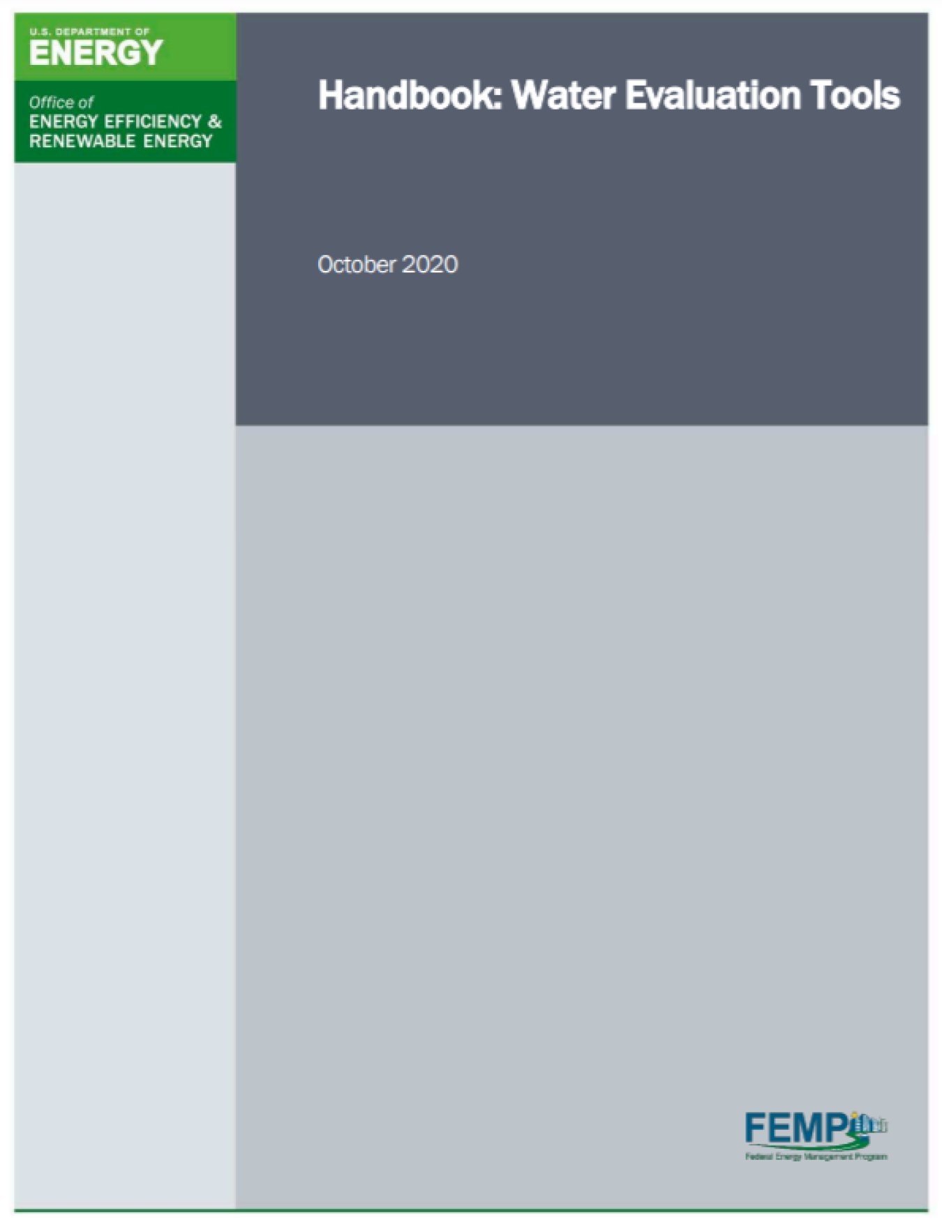 Handbook: Water Evaluation Tools cover.