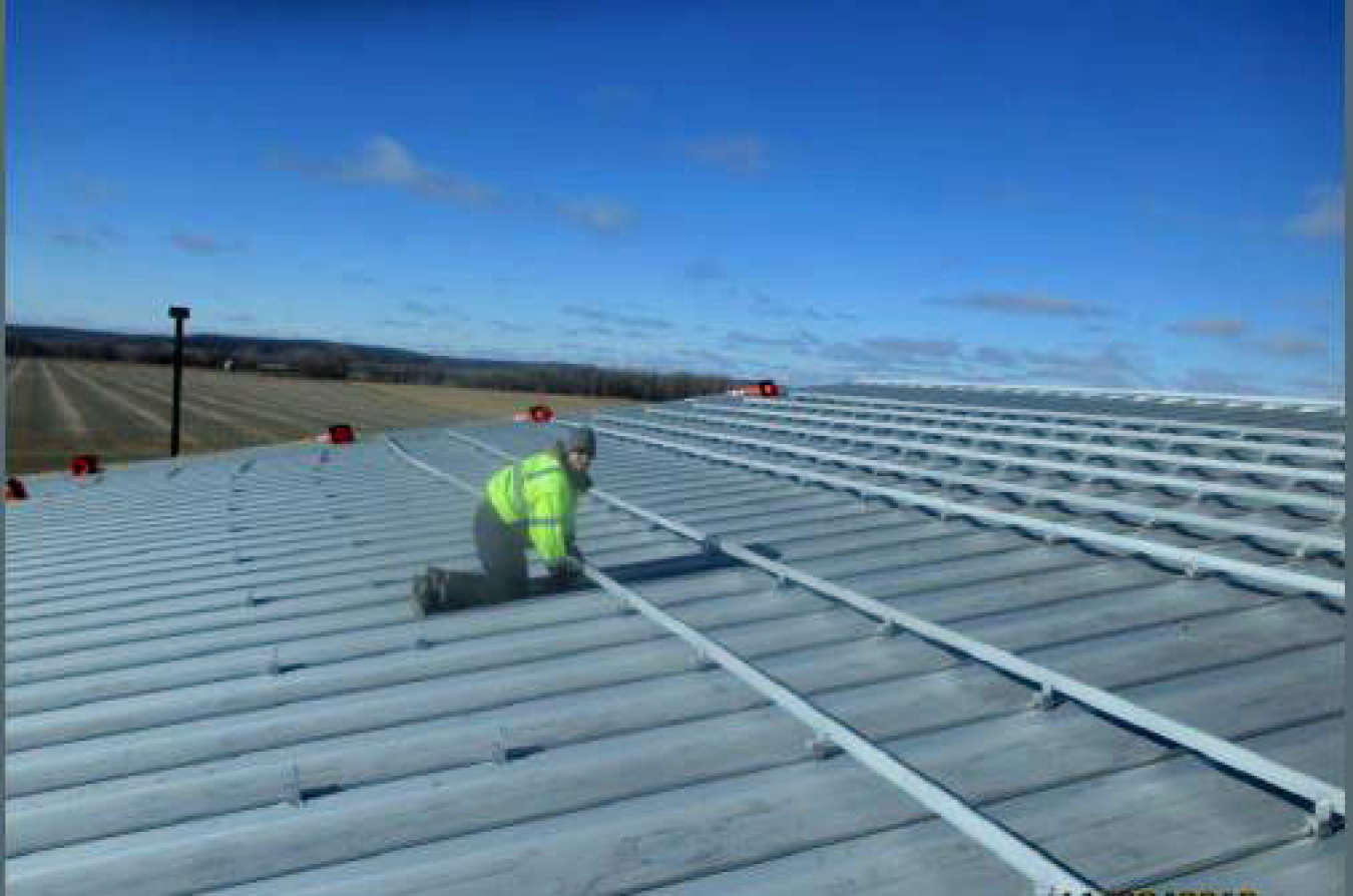 Installing solar panels.