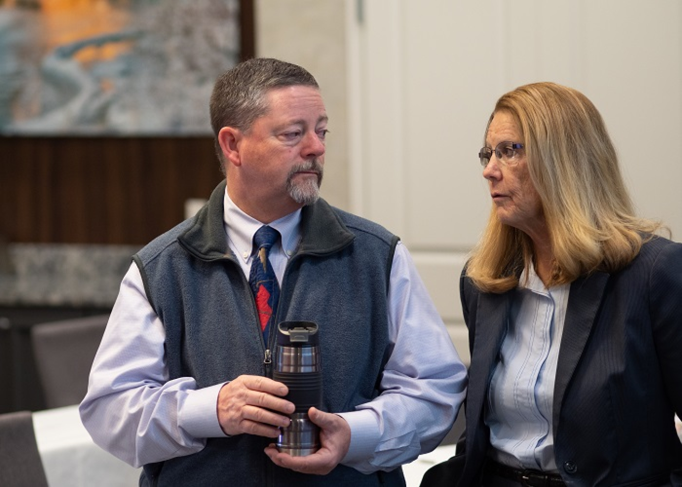 Mark Brown, EM deputy manager at DOE’s Idaho National Laboratory Site, and Kliss McNeel, Fluor Idaho environmental, safety, and health director, attend the 2019 Safety Culture Fall Workshop where personal risk evaluation process training was first discussed with an EM audience. 