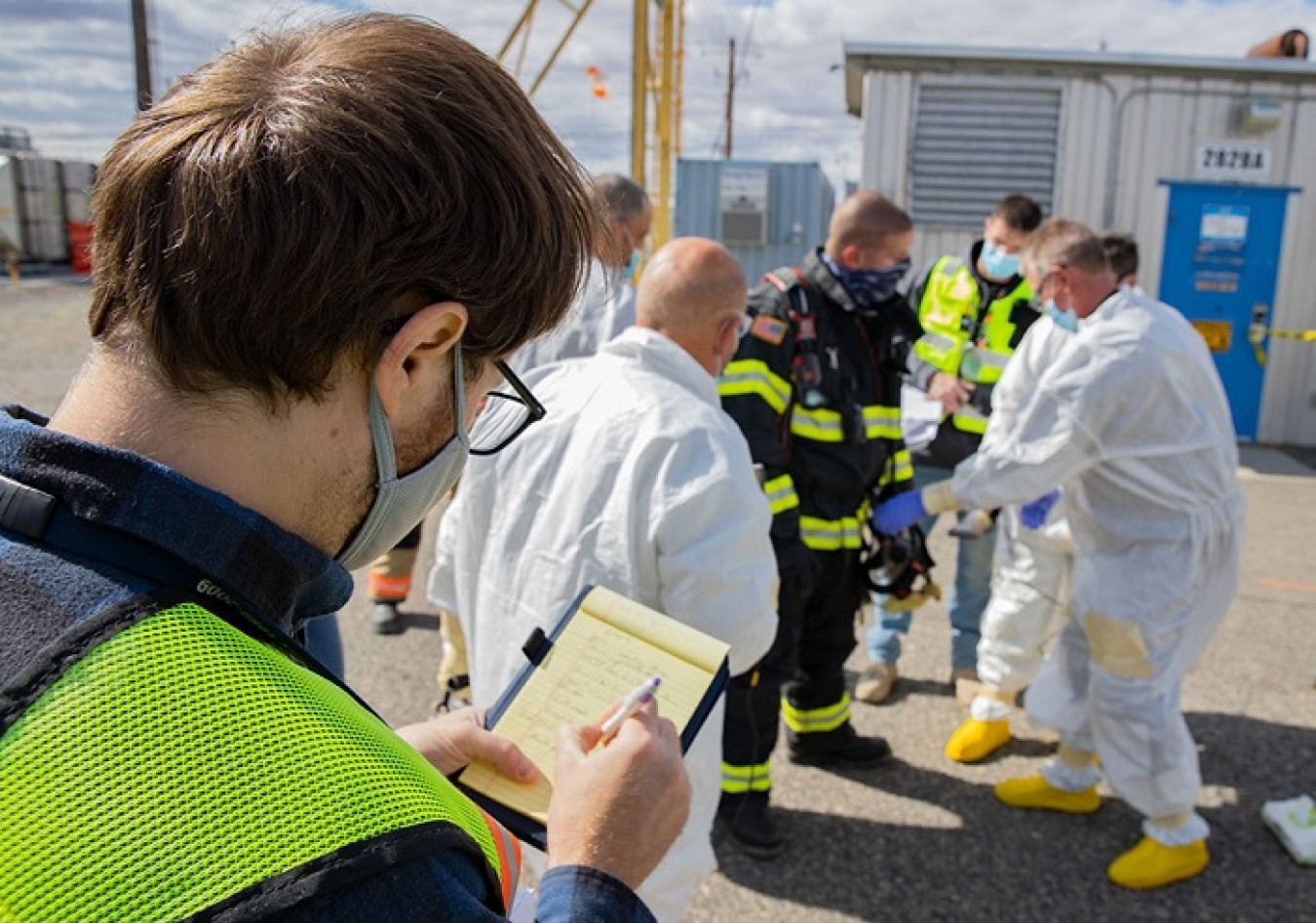 Employees from EM and contractors on the Hanford Site maintained COVID-19 safety protocols while taking part in an annual emergency exercise.