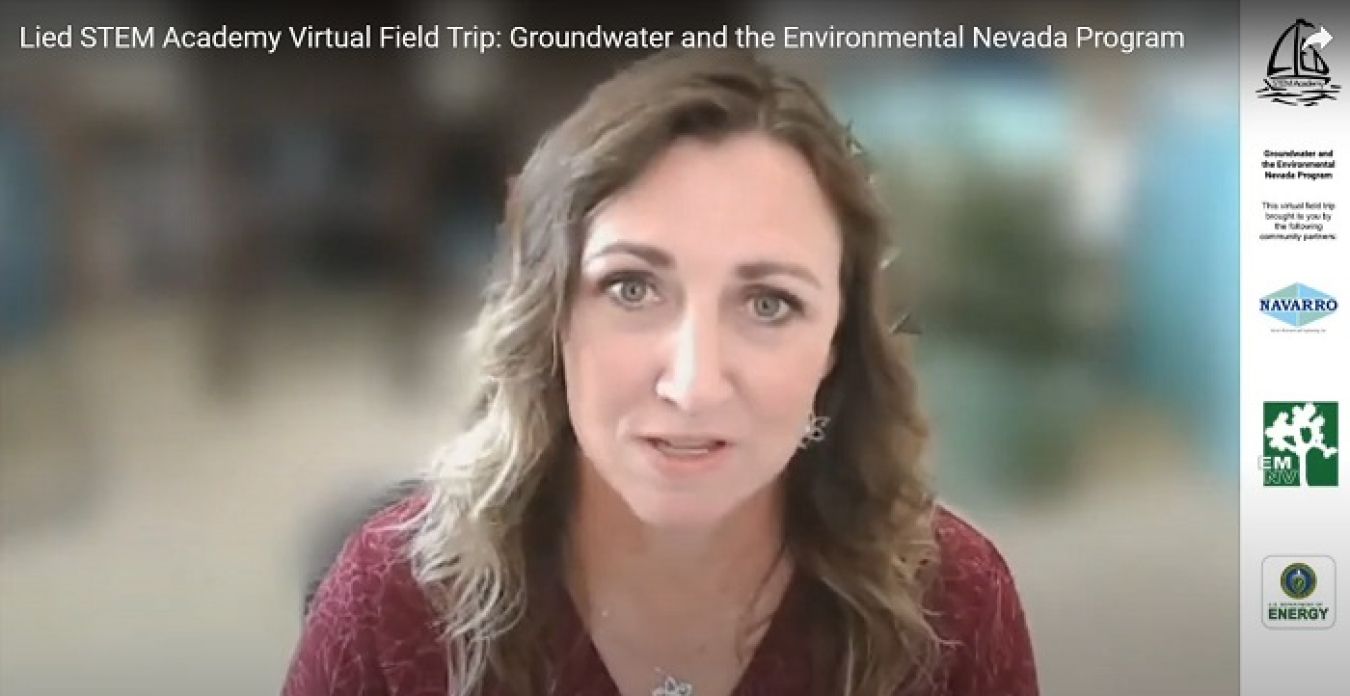 Environmental scientist Tiffany Gamero hosts the EM Nevada Program’s first virtual field trip for students from Lied STEM Academy, part of the Clark County School District.