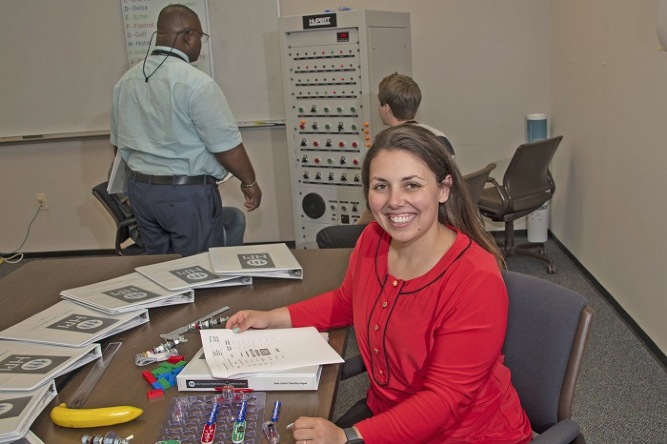 Cassie Sistare, a newly hired employee and former intern of Savannah River Nuclear Solutions (SRNS), evaluates a training session using a dynamic learning activity she developed during her internship. Dynamic learning activities raise employee safety awareness at EM’s Savannah River Site. 