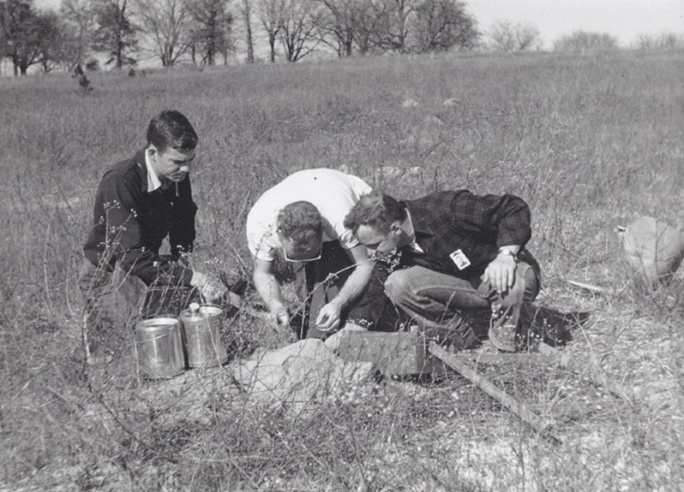 Savannah River Ecology Laboratory’s first graduate students collect samples at the former Savannah River Plant, now called the Savannah River Site.