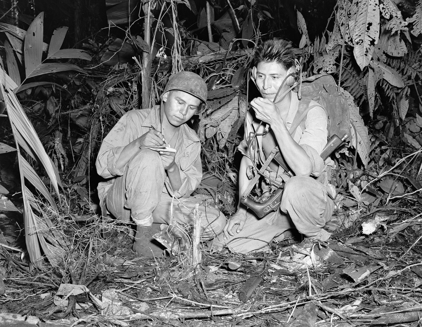 Navajo code talkers Henry Bake and George Kirk, December 1943.