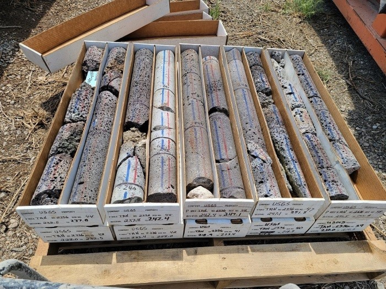 Core samples show the porous nature of the rock in the Snake River Plain Aquifer below the Test Area North at the Idaho National Laboratory Site.